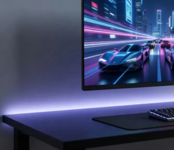 Stanowisko gamingowe z nowoczesnym monitorem o wysokim odświeżaniu