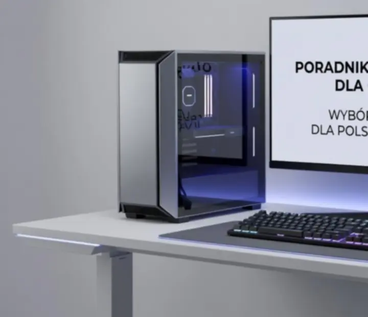 Nowoczesne stanowisko gamingowe z komputerem, monitorem i akcesoriami