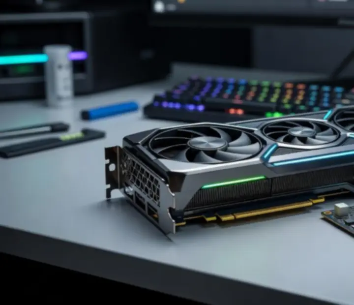 Zbliżenie na kartę graficzną i chłodzenie komputera PC